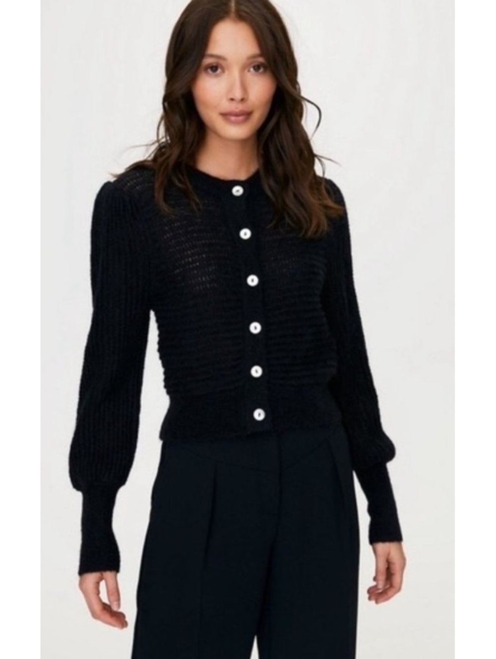 Wilfred Aritzia black alessia mohair alpaca cardigan button up small